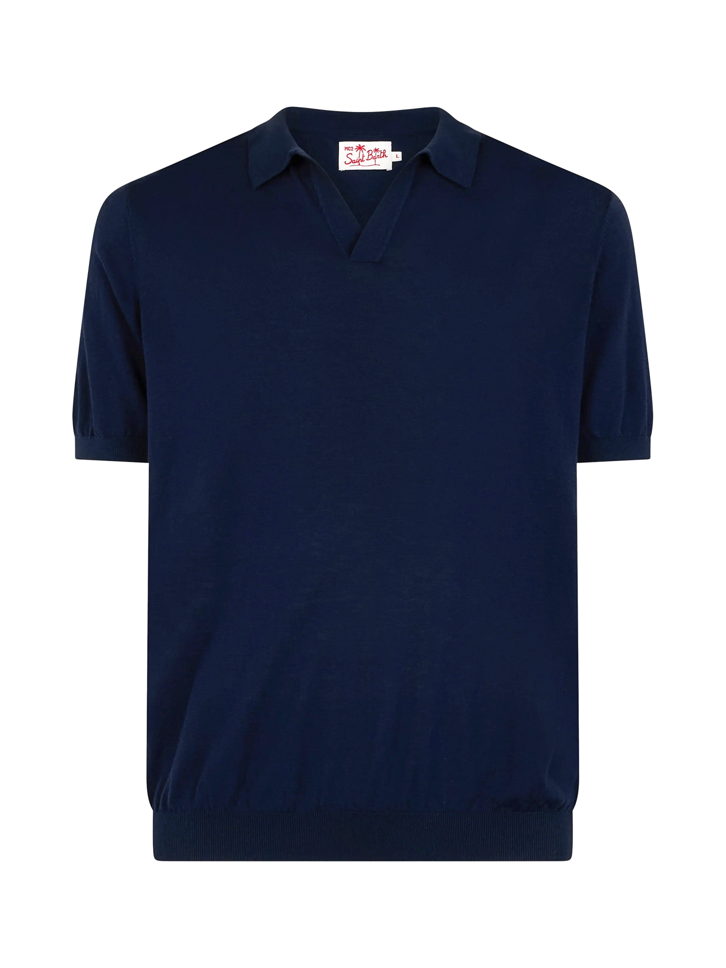 Navy blue buttonless knitted polo shirt Sloan