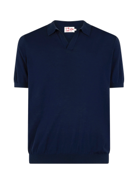 Navy blue buttonless knitted polo shirt Sloan