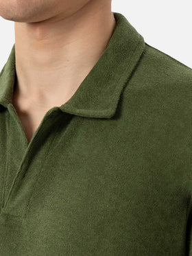 Polo Jeremy in spugna verde militare