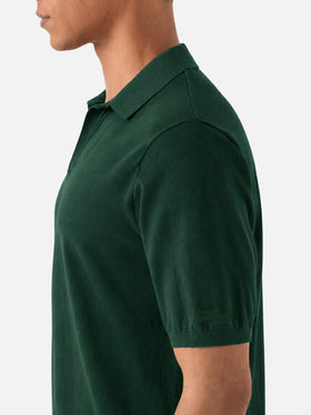 Grünes britisches gestricktes Polohemd ohne Knöpfe Sloan 