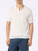 Man off-cream knitted polo shirt Sloan