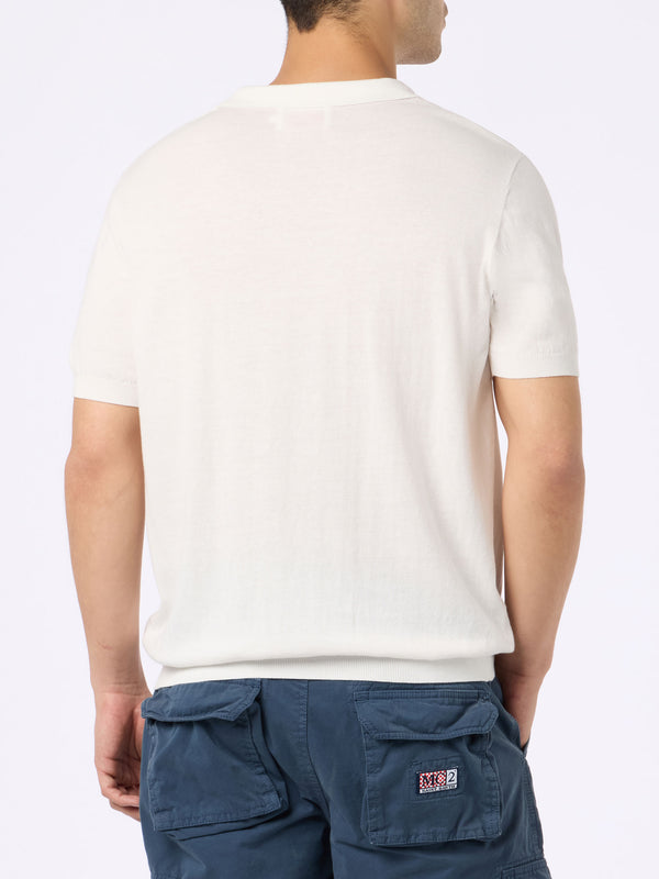 Man off-cream knitted polo shirt Sloan