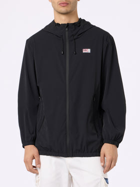 Man hooded lightweight black fabric windbreaker Sloop - MC2 Saint Barth
