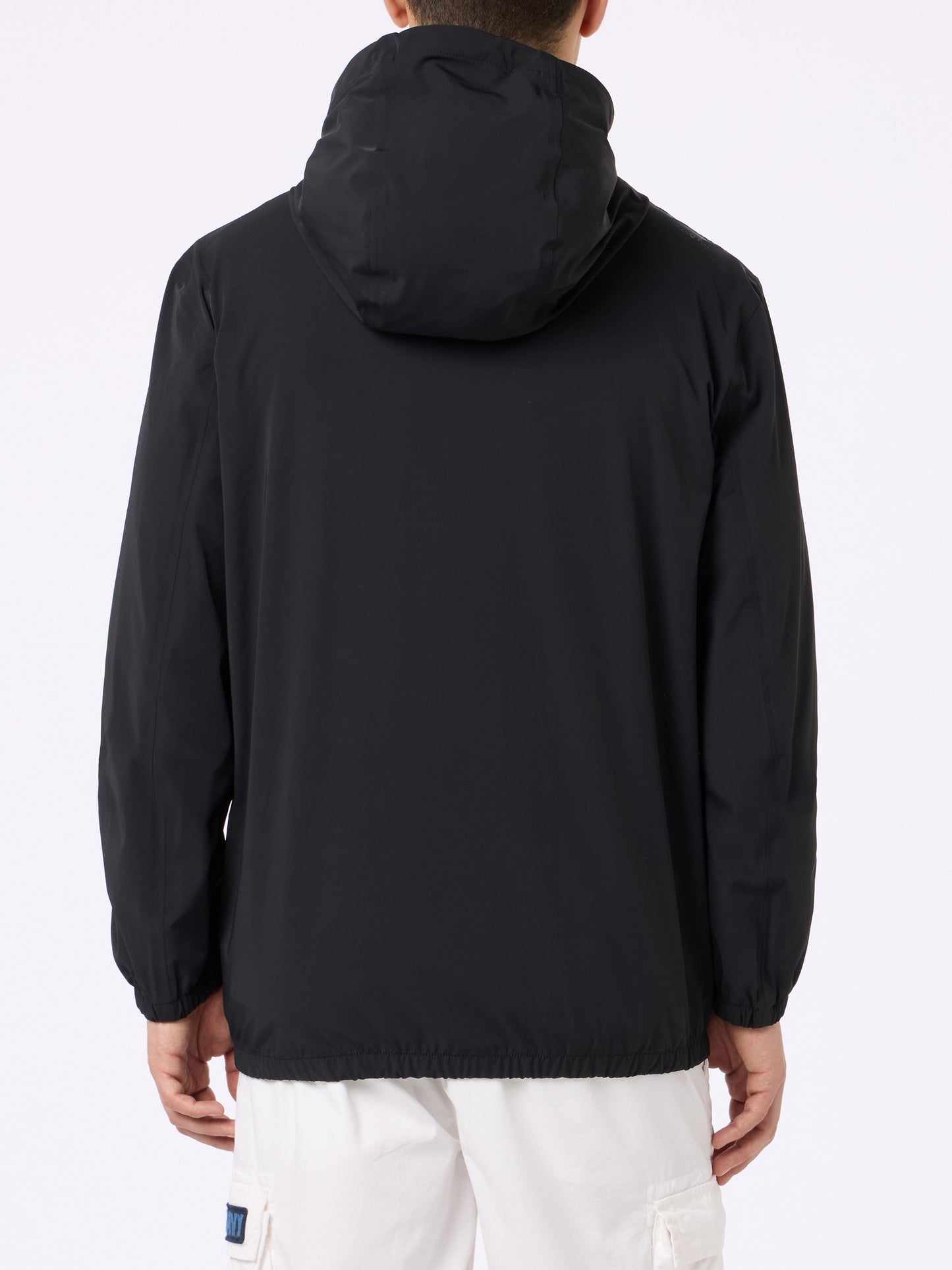 Man hooded lightweight black fabric windbreaker Sloop - MC2 Saint Barth