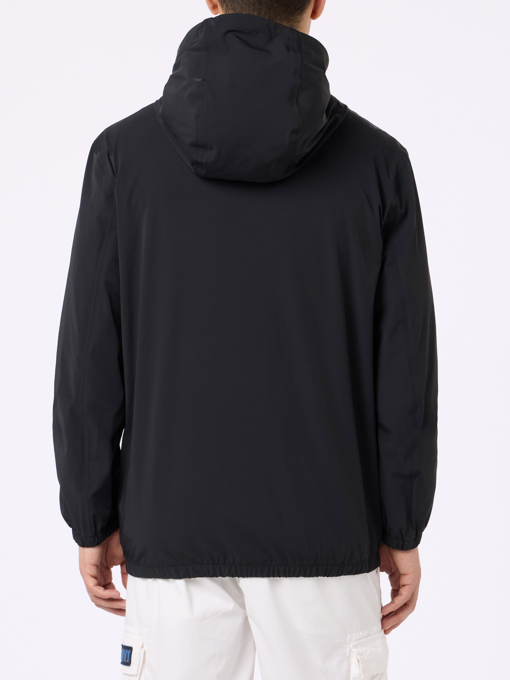 Man hooded lightweight black fabric windbreaker Sloop - MC2 Saint Barth