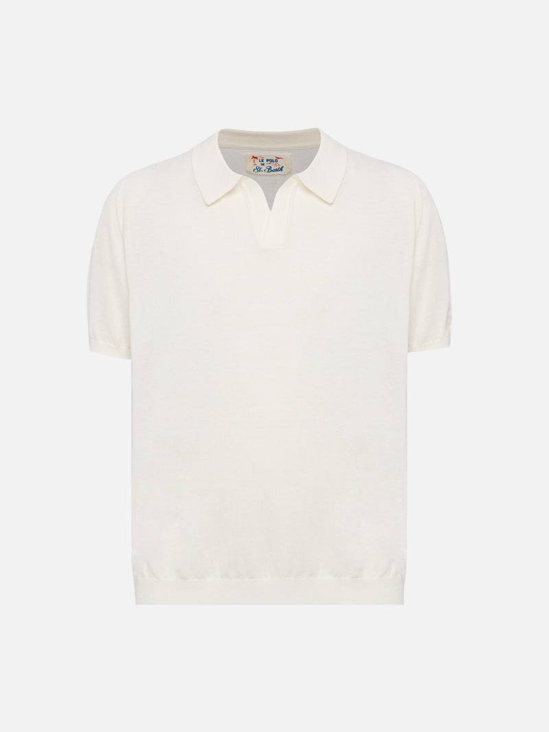 Sloan Jr white knitted polo shirt