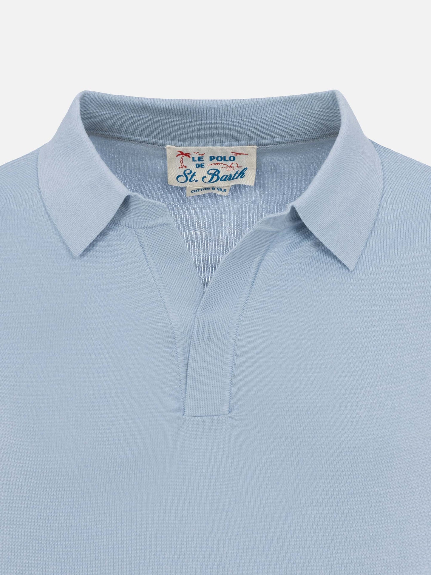 Sloan light blue silk cotton knitted polo shirt - MC2 Saint Barth