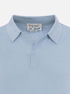 Sloan light blue silk cotton knitted polo shirt - MC2 Saint Barth