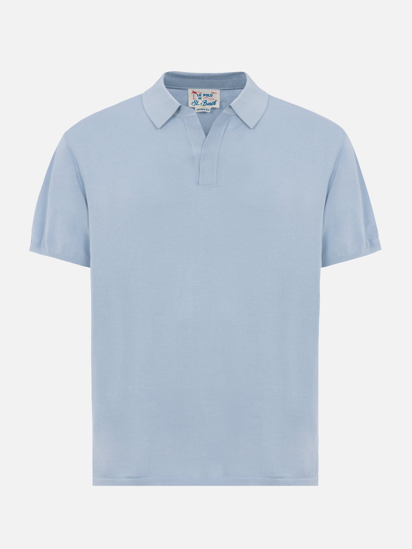 Sloan light blue silk cotton knitted polo shirt - MC2 Saint Barth