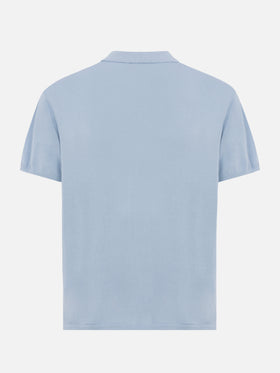 Sloan light blue silk cotton knitted polo shirt - MC2 Saint Barth