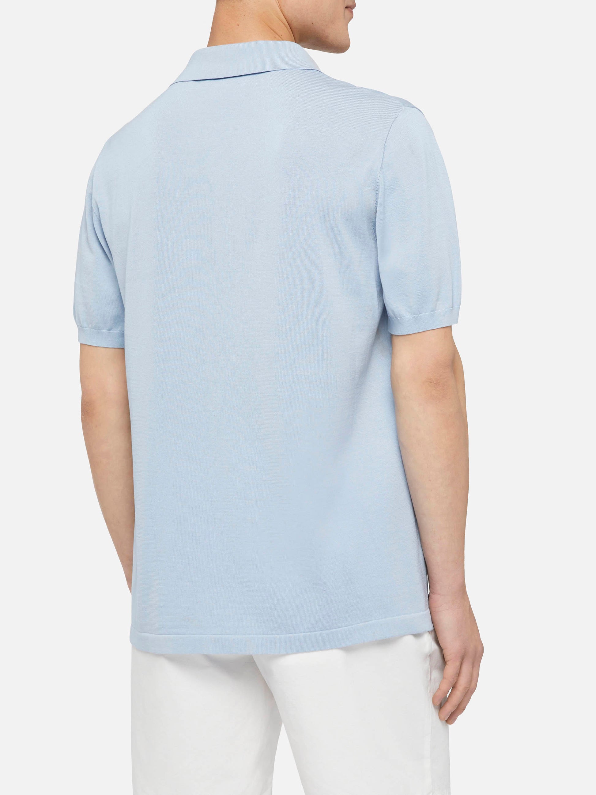 Sloan light blue silk cotton knitted polo shirt - MC2 Saint Barth