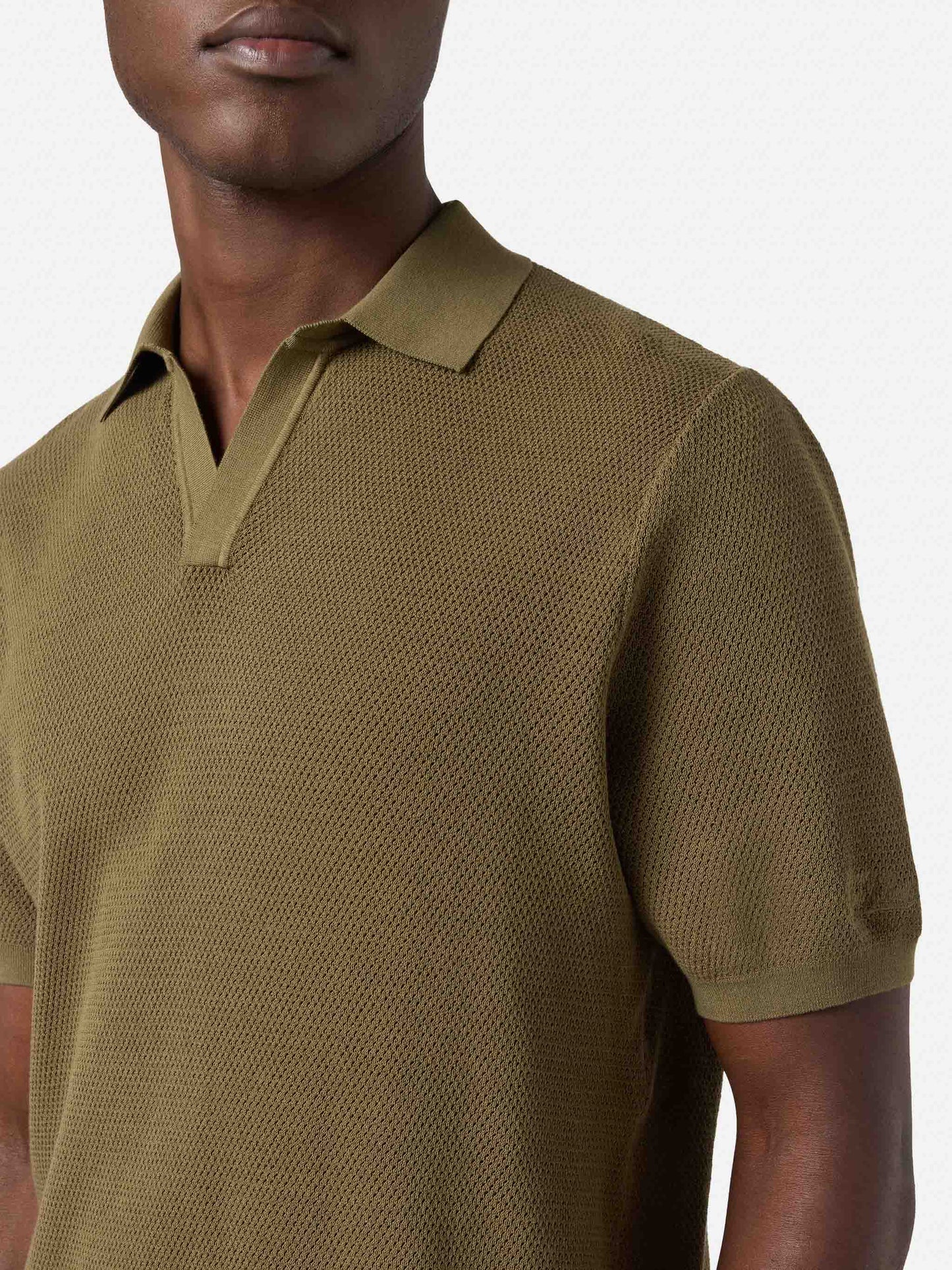 Sloan Mesh military green polo in premium high-twist cotton