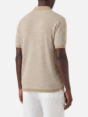 Polo Sloan in cotone pregiato high twist a righe beige