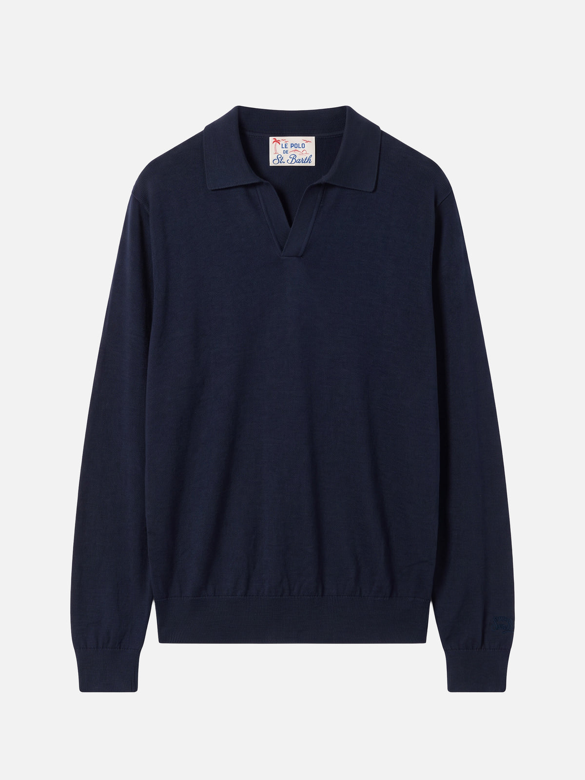 Polo Sloan azul marino de manga larga blue en tejido de algodón y seda 
