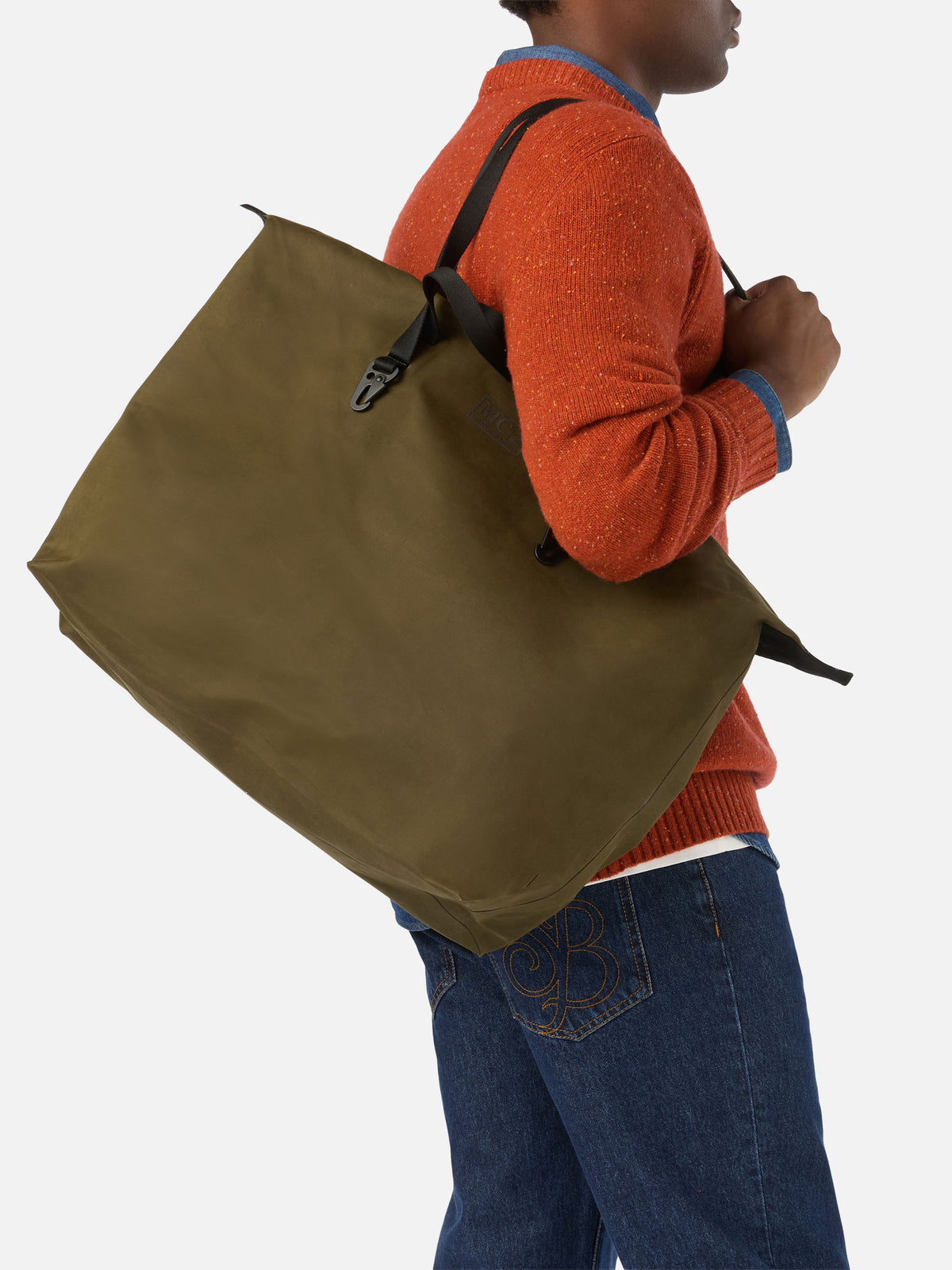 Borsa Seamless Maxi verde militare in tessuto cerato