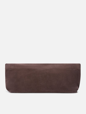 Pochette Maxi marrone in camoscio con patch logo