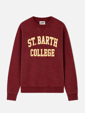 Burgunderfarbenes Sweatshirt mit St. Barth College-Print 