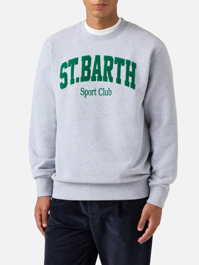 Felpa Soho in cotone grigio melange con stampa flock St. Barth sport club