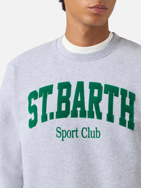 Felpa Soho in cotone grigio melange con stampa flock St. Barth sport club