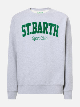Felpa Soho in cotone grigio melange con stampa flock St. Barth sport club