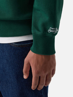 Sweat-shirt ras-du-cou Soho en coton vert avec broderie Bollicine Habitué 