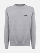 Man mélange grey sweatshirt with St. Barth embroidery