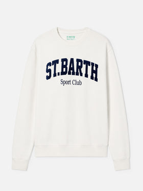 Felpa Soho in cotone bianco con stampa flock St. Barth sport club