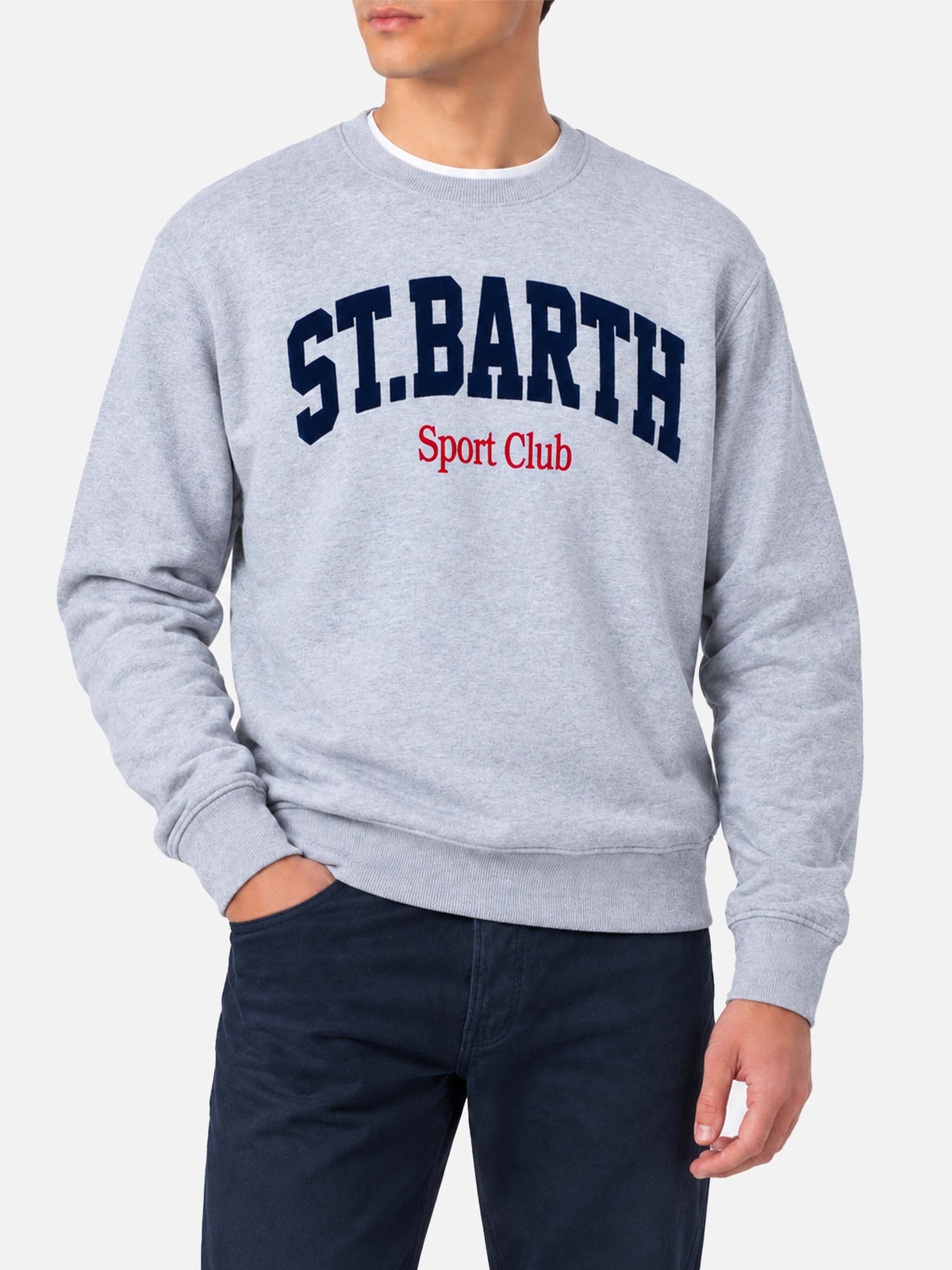 Soho sweatshirt with St. Barth Sport Club print in grey melange