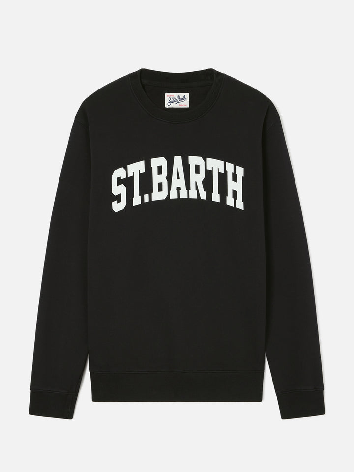 Felpa Soho nera in cotone con stampa St. Barth