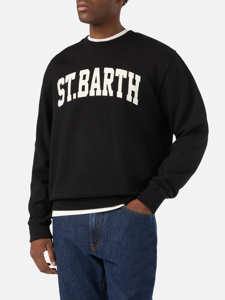 Felpa Soho nera in cotone con stampa St. Barth