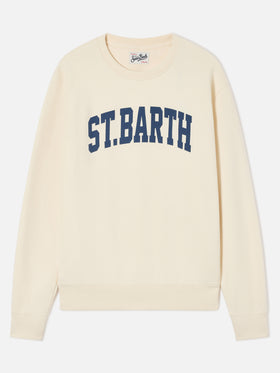 Soho crewneck sweatshirt in white cotton with St. Barth print