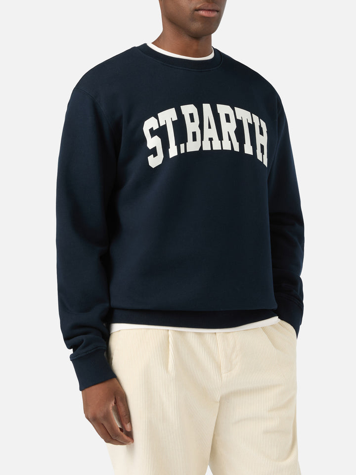 Felpa Soho blu navy in cotone con stampa St. Barth