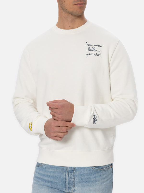 Man blue navy sweatshirt Soho with Non sono bello, piaccioo! embroidery | VACANZE DI NATALE SPECIAL EDITION