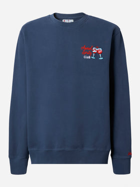 Soho cotton sweatshirt in navy blue with Aperol spritz embroidery
