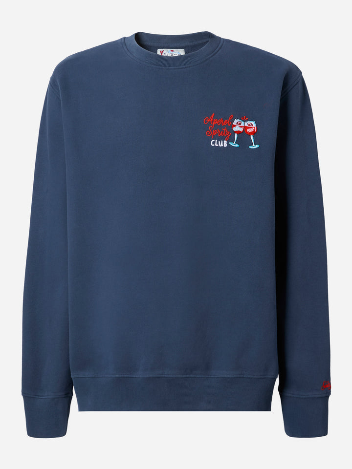 Soho cotton sweatshirt in navy blue with Aperol spritz embroidery