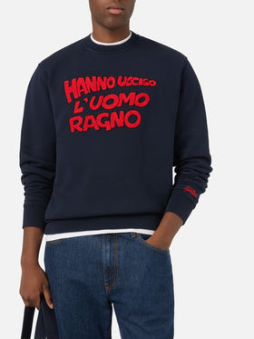 Navy blue Soho Baumwoll-Sweatshirt mit Uomo Ragno-Stickerei | Special edition 
