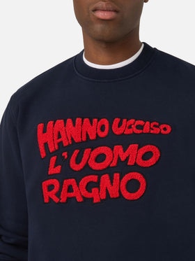 Navy blue Soho Baumwoll-Sweatshirt mit Uomo Ragno-Stickerei | Special edition 