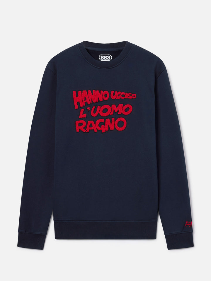 Felpa Soho blu navy in cotone con ricamo Uomo Ragno | Special edition
