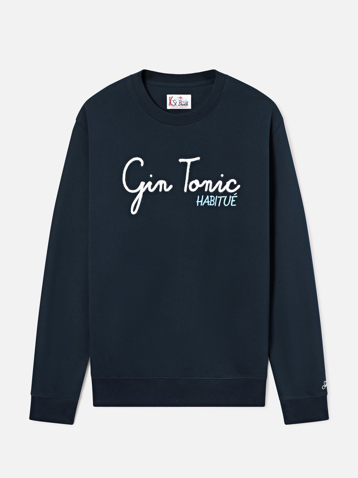 Sweat-shirt Soho en coton Navy blue avec broderie Gin Tonic Habitué 