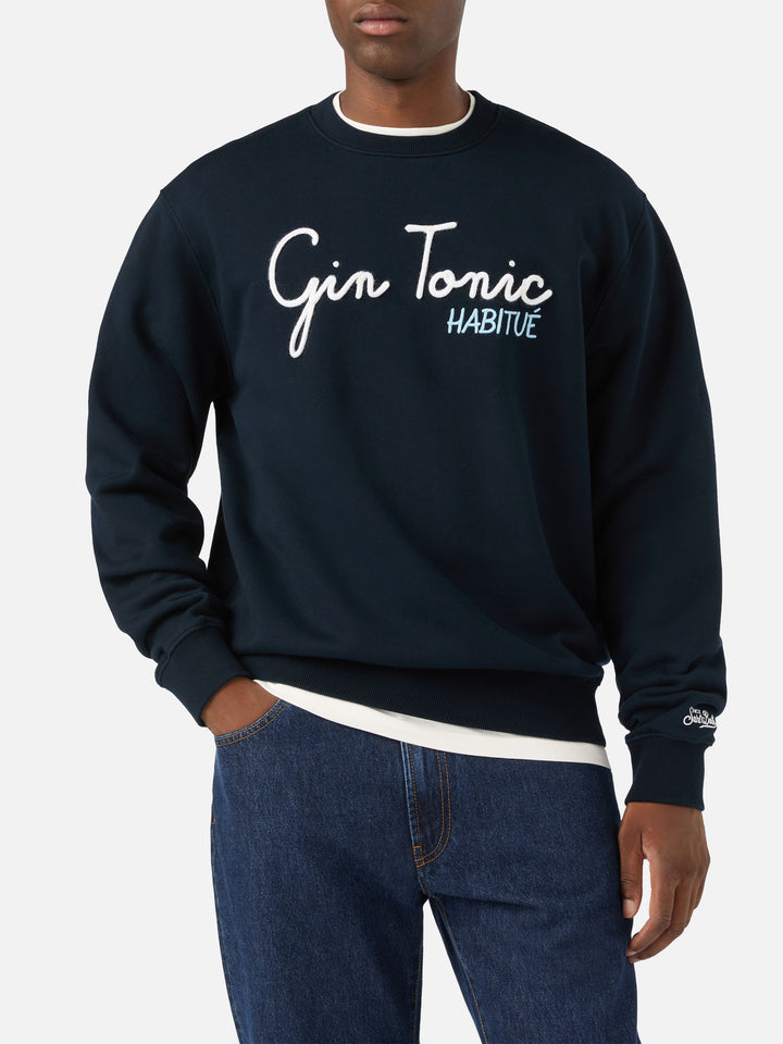 Felpa Soho blu navy in cotone con ricamo Gin Tonic Habitué