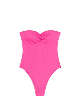 Costume da bagno intero fucsia senza spalline Soleil da donna