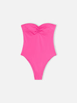 Women fuscia strapless one piece swimsuit Soleil