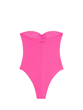 Costume da bagno intero fucsia senza spalline Soleil da donna