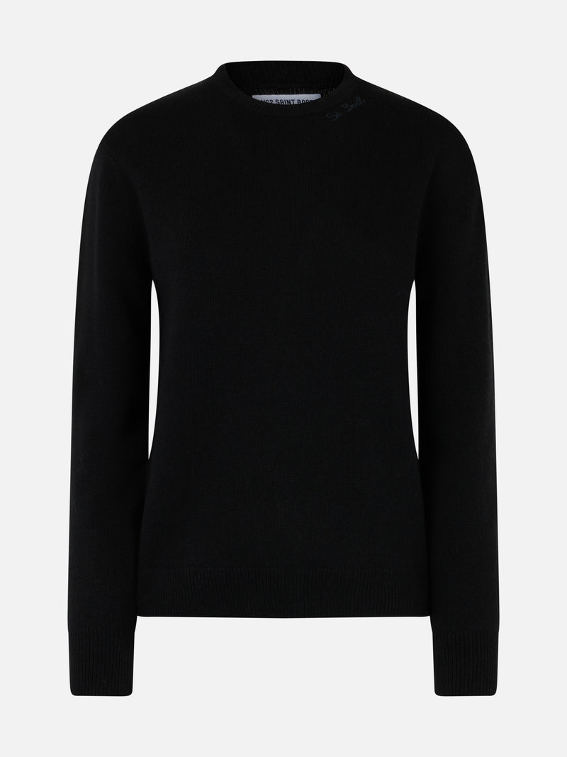 Woman blended cashmere black sweater Sorbonne