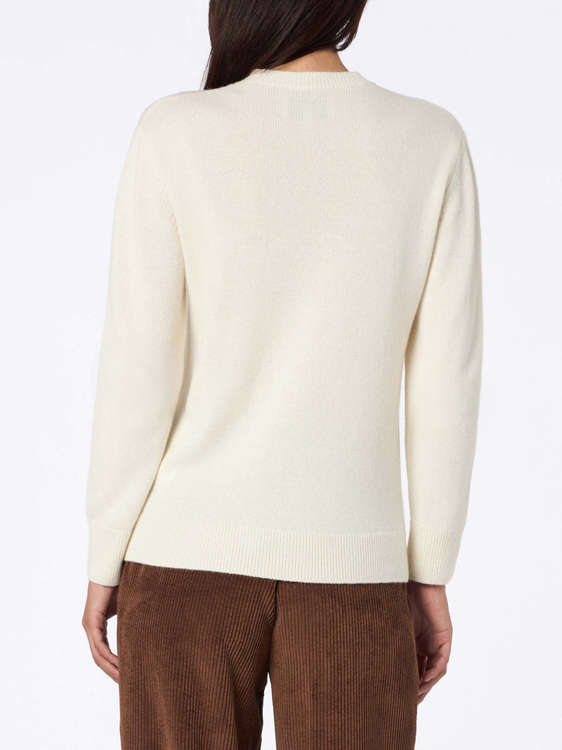 Woman blended cashmere off-white sweater Sorbonne