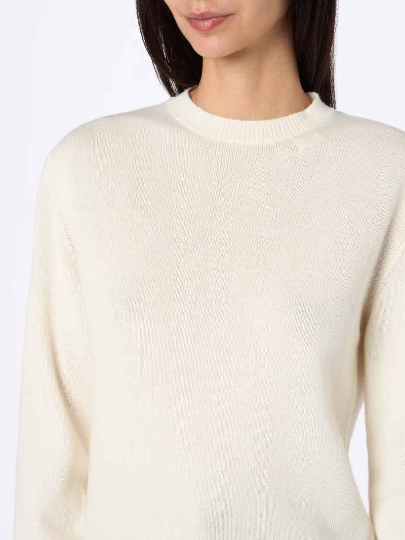 Woman blended cashmere off-white sweater Sorbonne