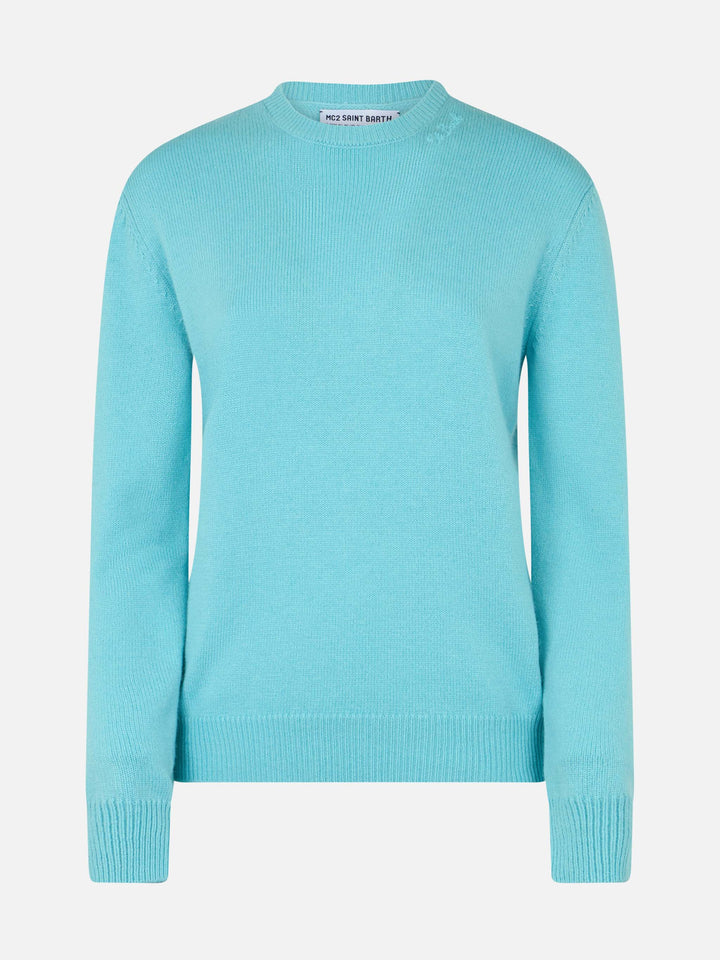 Woman water green cashmere blend sweater Sorbonne - MC2 Saint Barth