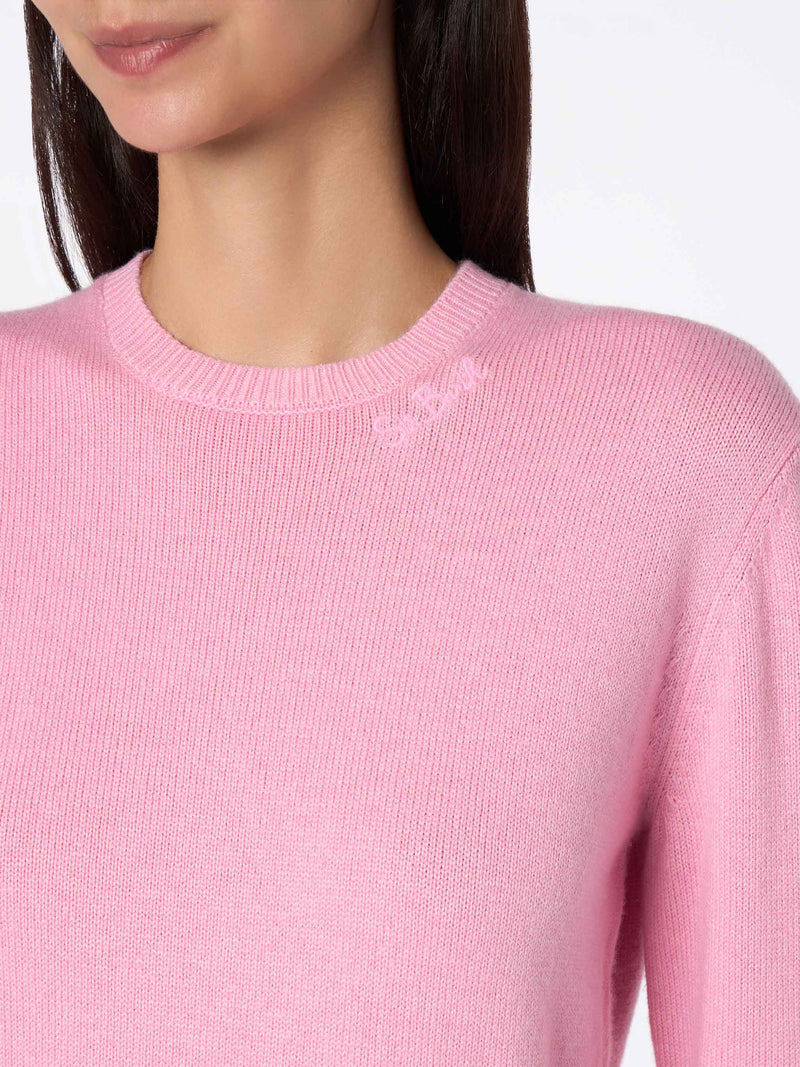 Woman blended cashmere pink sweater Sorbonne