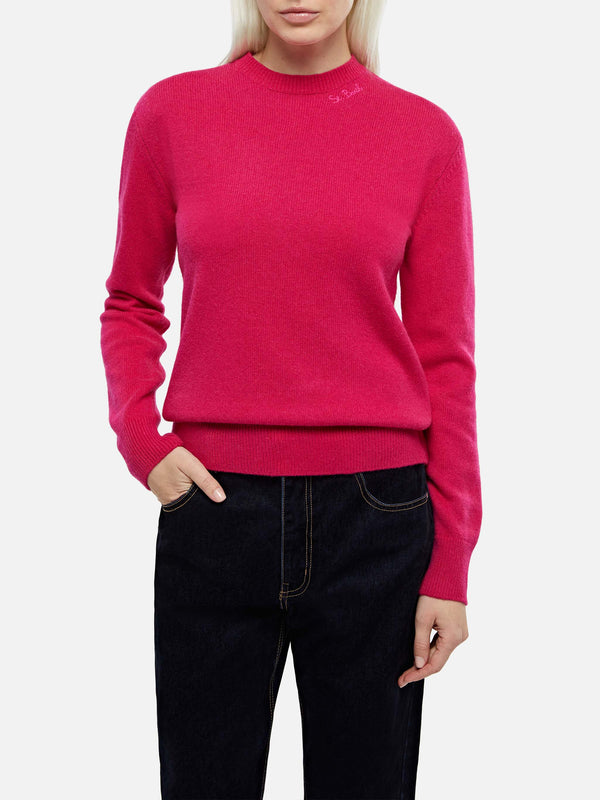 Woman cashmere blend fucsia sweater Sorbonne