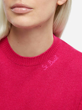 Woman cashmere blend fucsia sweater Sorbonne - MC2 Saint Barth